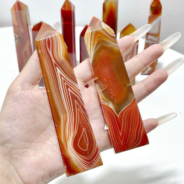 4-6in Red Carnelian Stripe Tower Point Crystal Wholesale