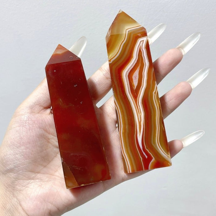 4-6in Red Carnelian Stripe Tower Point Crystal Wholesale