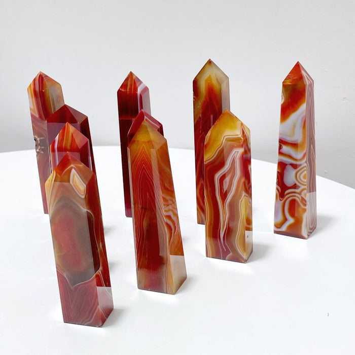 4-6in Red Carnelian Stripe Tower Point Crystal Wholesale