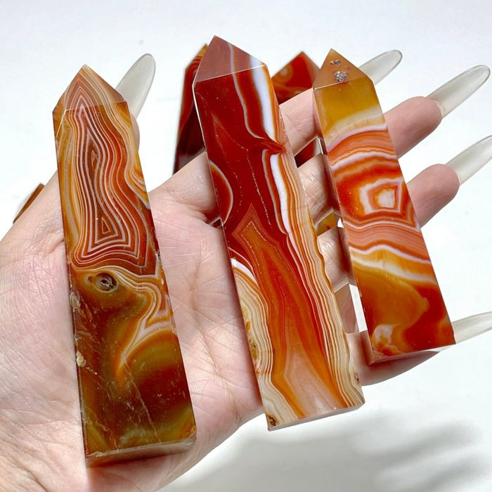 4-6in Red Carnelian Stripe Tower Point Crystal Wholesale