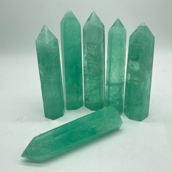 3.5-6Inch Green Fluorite Tower Points Wholesale