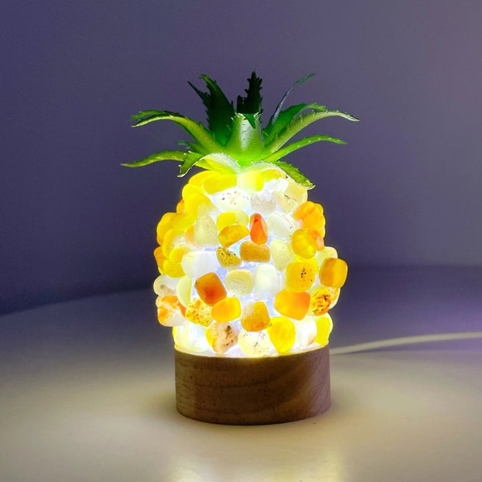 4 Color Pineapple LED Table Lamp Decorations Amethyst Agate