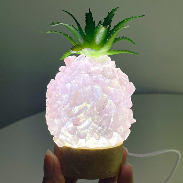 4 Color Pineapple LED Table Lamp Decorations Amethyst Agate