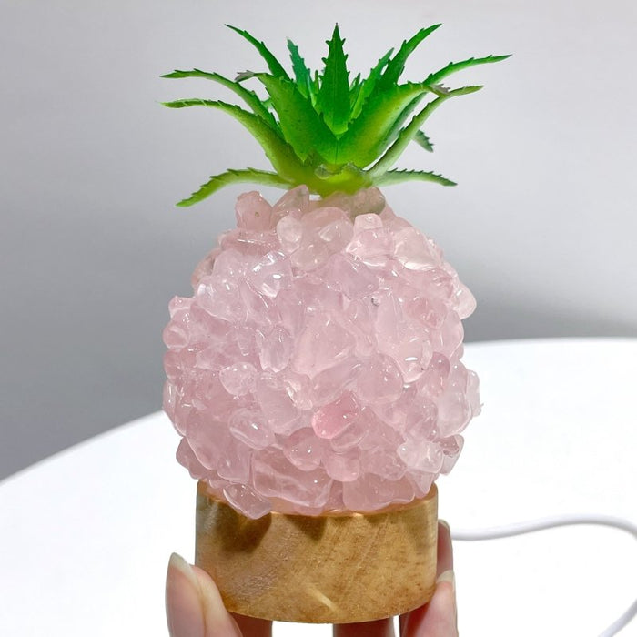 4 Color Pineapple LED Table Lamp Decorations Amethyst Agate