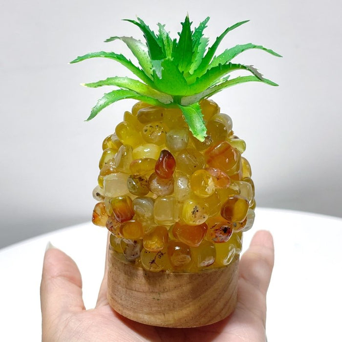 4 Color Pineapple LED Table Lamp Decorations Amethyst Agate