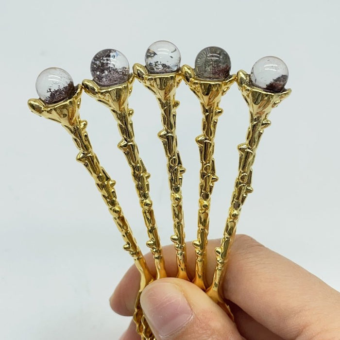 4 Colors Coffee Spoon With Garden Quartz Sphere Wholesale