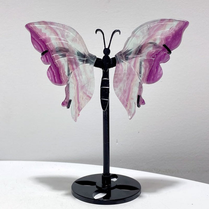 4 Pairs Beautiful Small Fluorite Symmetry Butterfly Wing With Stand