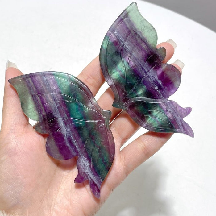 4 Pairs Beautiful Small Fluorite Symmetry Butterfly Wing With Stand