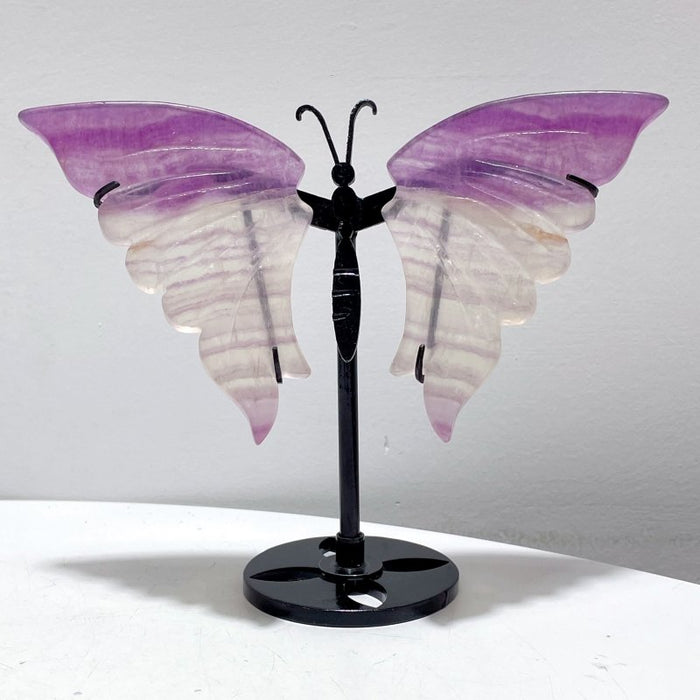 4 Pairs Beautiful Small Fluorite Symmetry Butterfly Wing With Stand