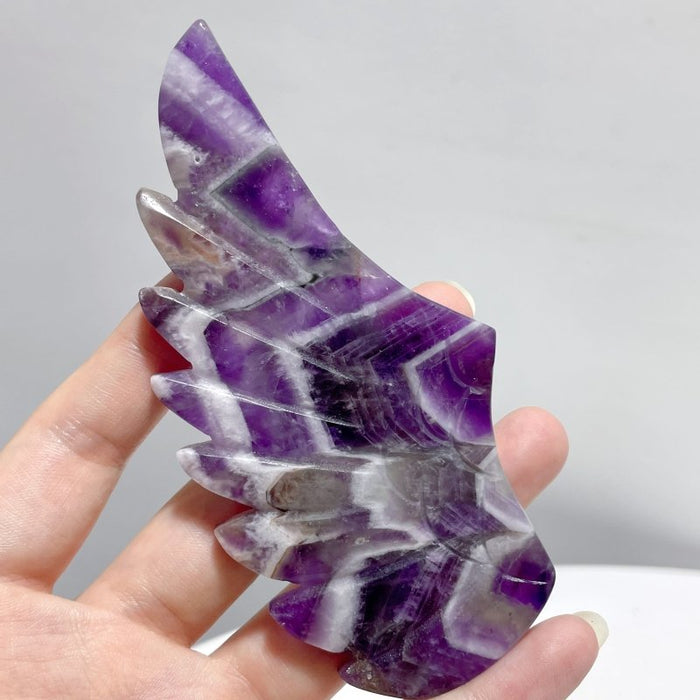4 Pairs Chevron Amethyst Pegasus Wing Crystal Carving With Stand