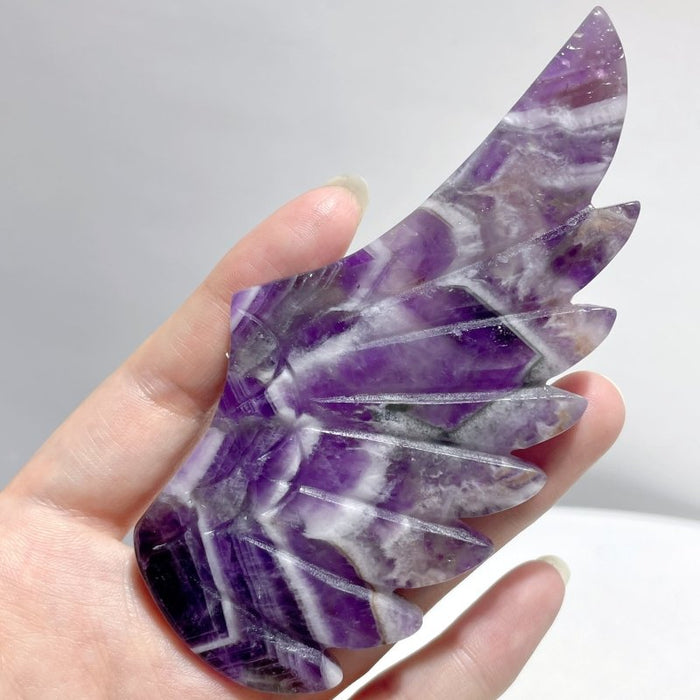 4 Pairs Chevron Amethyst Pegasus Wing Crystal Carving With Stand
