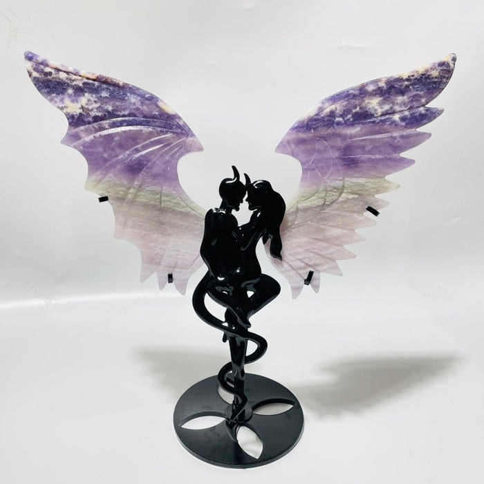 4 Pairs Demon And Angel Wing Carving With Stand Kambaba Fluorite