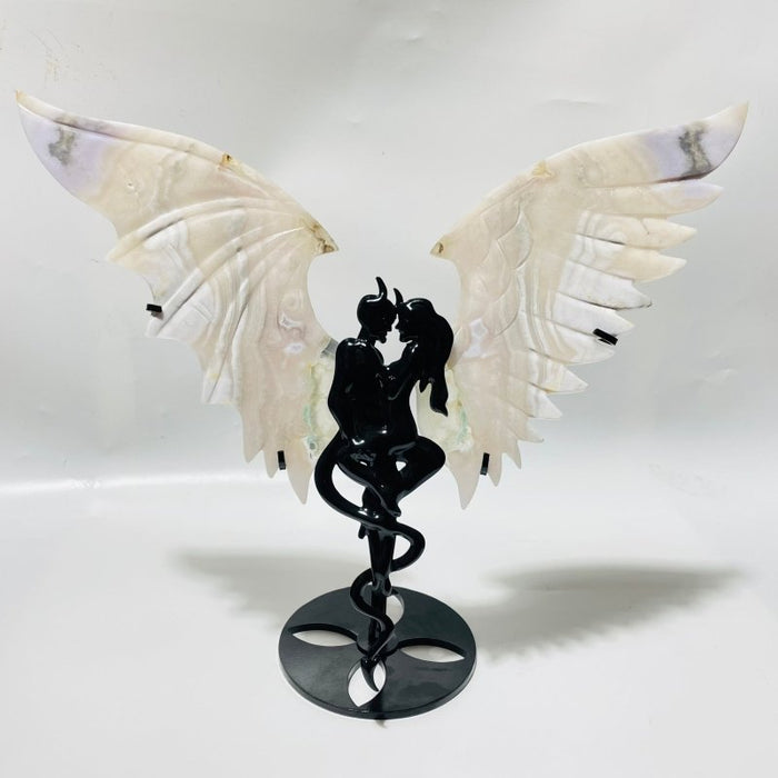 4 Pairs Demon And Angel Wing Carving With Stand Kambaba Fluorite