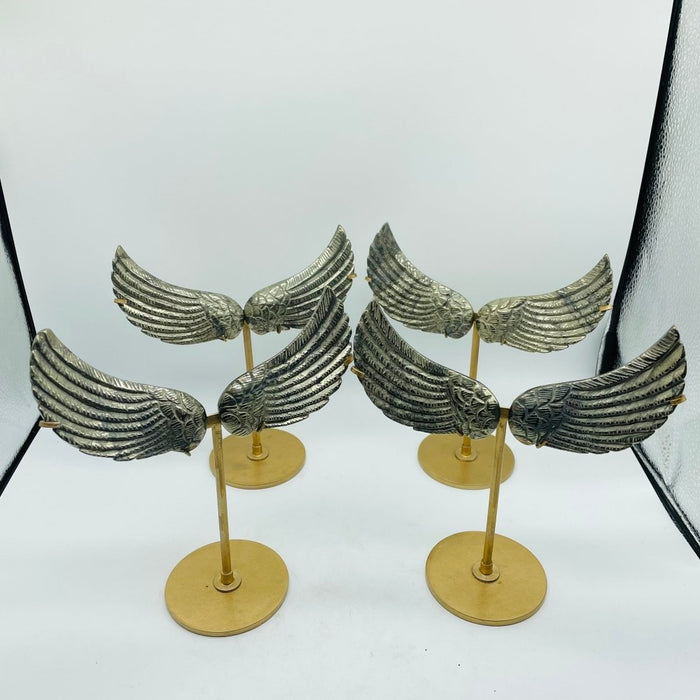 4 Pairs High Quality Pyrite Angel Wing With Stand
