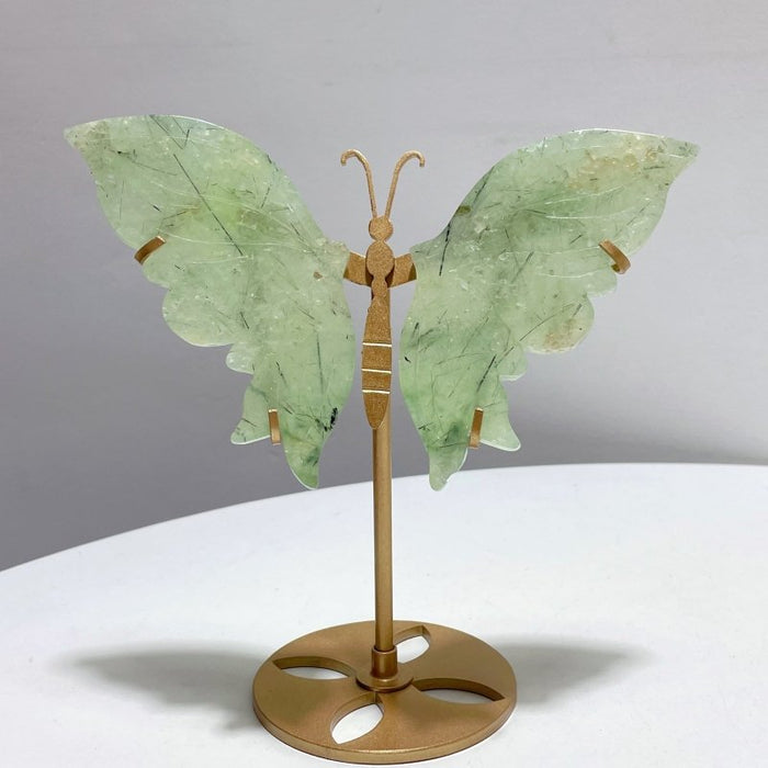 4 Pairs Prehnite Butterfly Wing With Stand