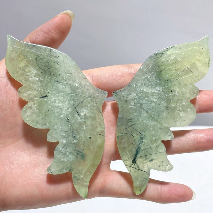 4 Pairs Prehnite Butterfly Wing With Stand