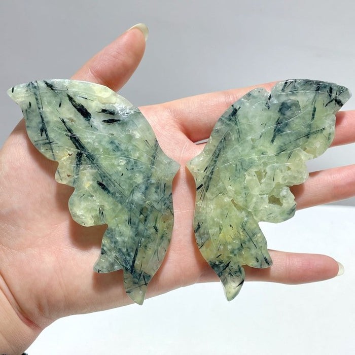 4 Pairs Prehnite Butterfly Wing With Stand