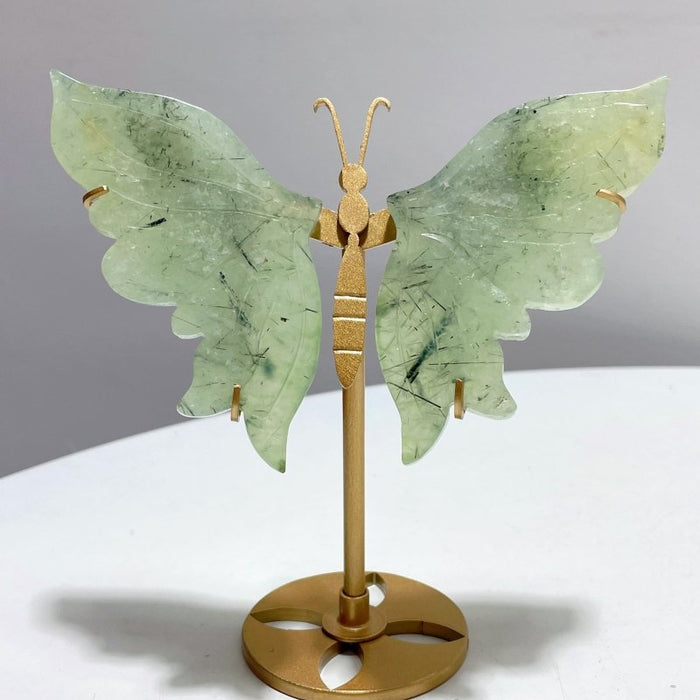 4 Pairs Prehnite Butterfly Wing With Stand