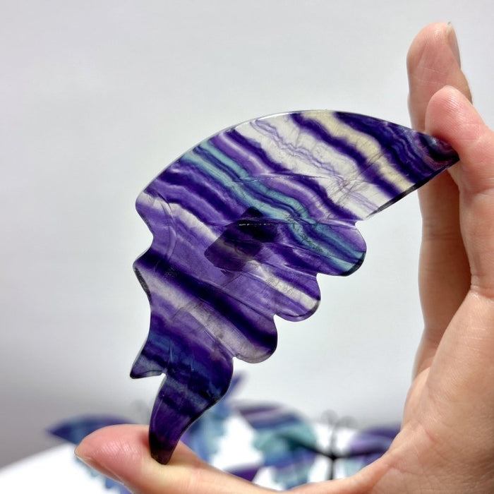 4 Pairs Rainbow Fluorite Symmetry Small Butterfly Wing With Stand