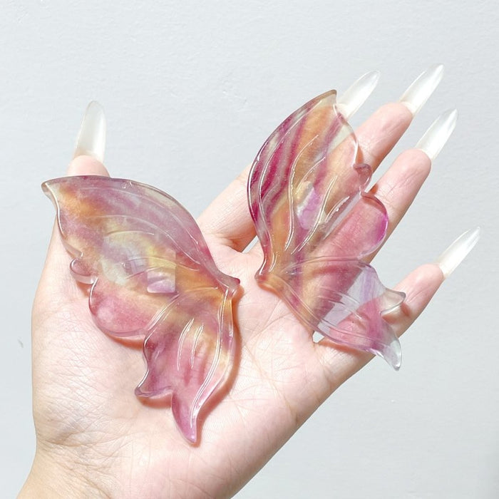 4 Pairs Symmetry Butterfly Wing With Stand Fluorite