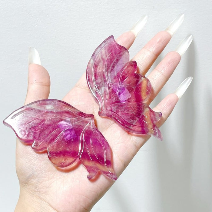 4 Pairs Symmetry Butterfly Wing With Stand Fluorite