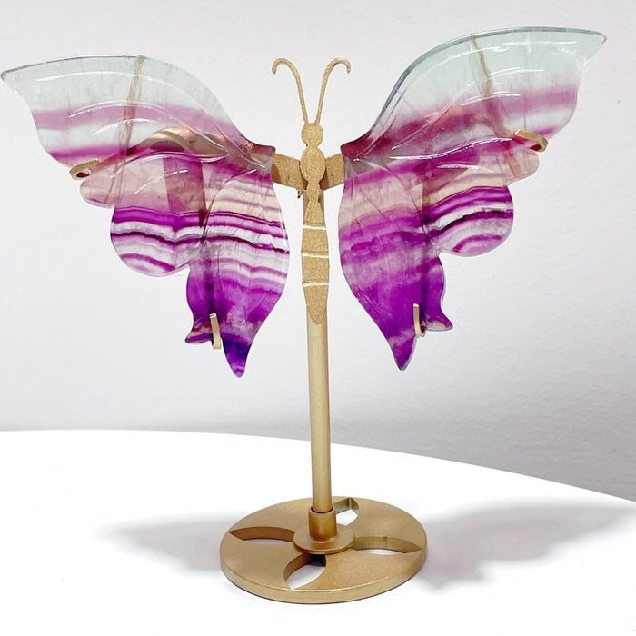 4 Pairs Symmetry Butterfly Wing With Stand Fluorite