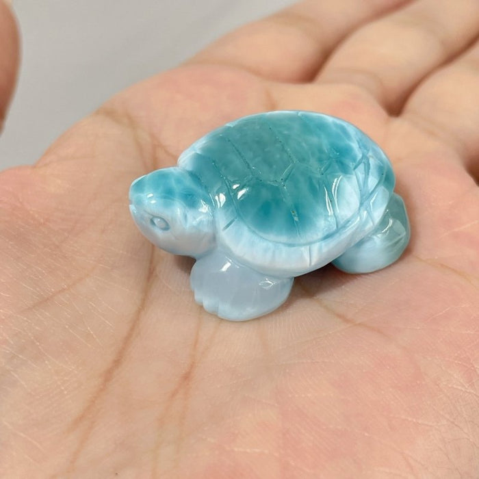 4 Pieces Beautiful Larimar Turtle Carving