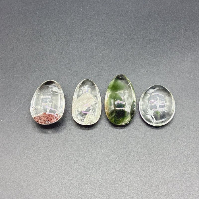 4 Pieces Buddhist Monk Bodhi Kensho Garden Quartz Inner Scene Carving