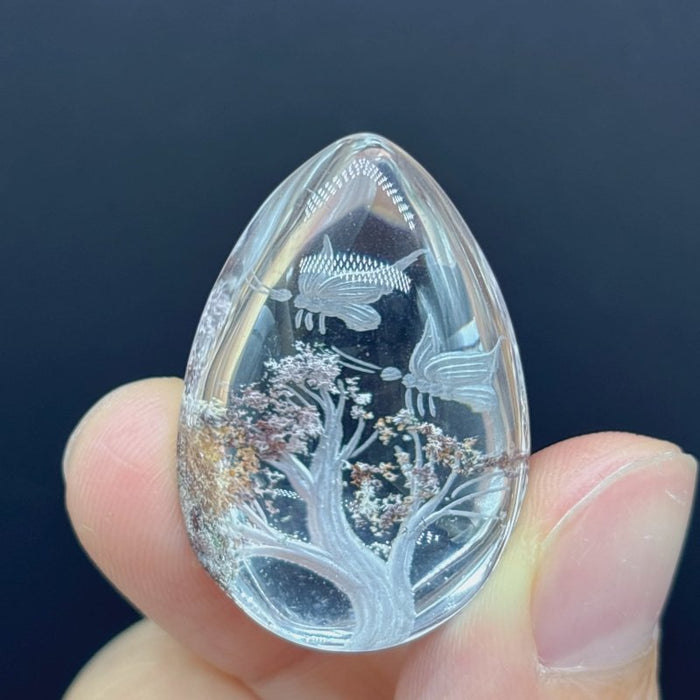 4 Pieces Butterfly Garden Quartz Inner Scene Carving