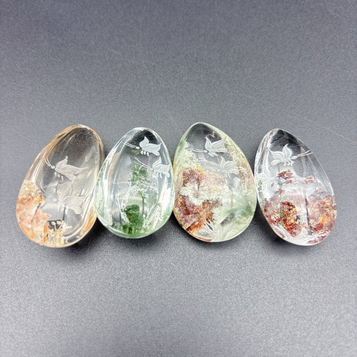 4 Pieces Butterfly Garden Quartz Inner Scene Carving