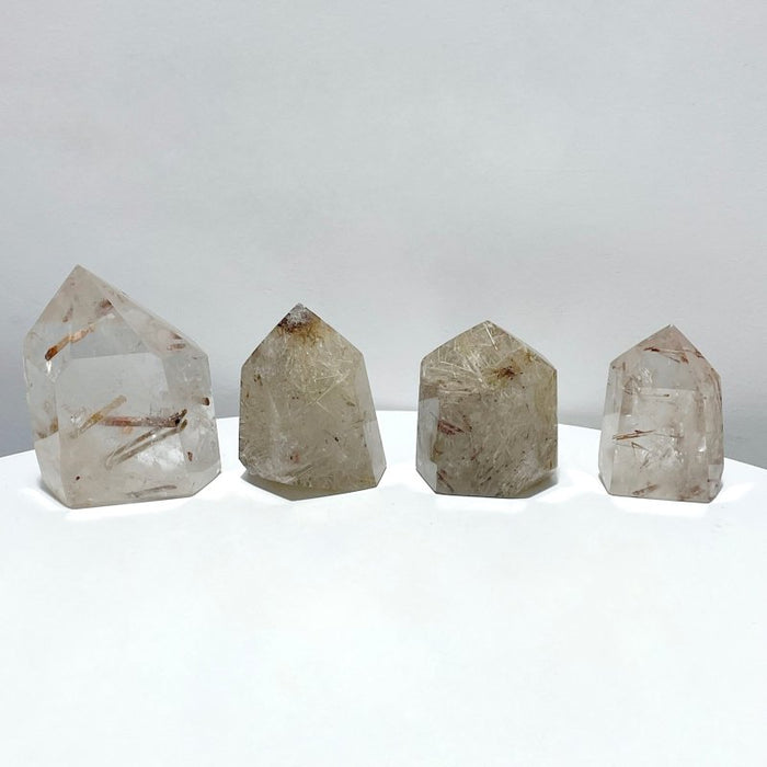4 Pieces Clear Quartz With White Mica Tower