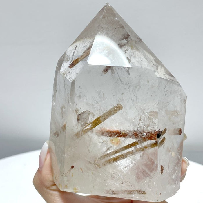 4 Pieces Clear Quartz With White Mica Tower