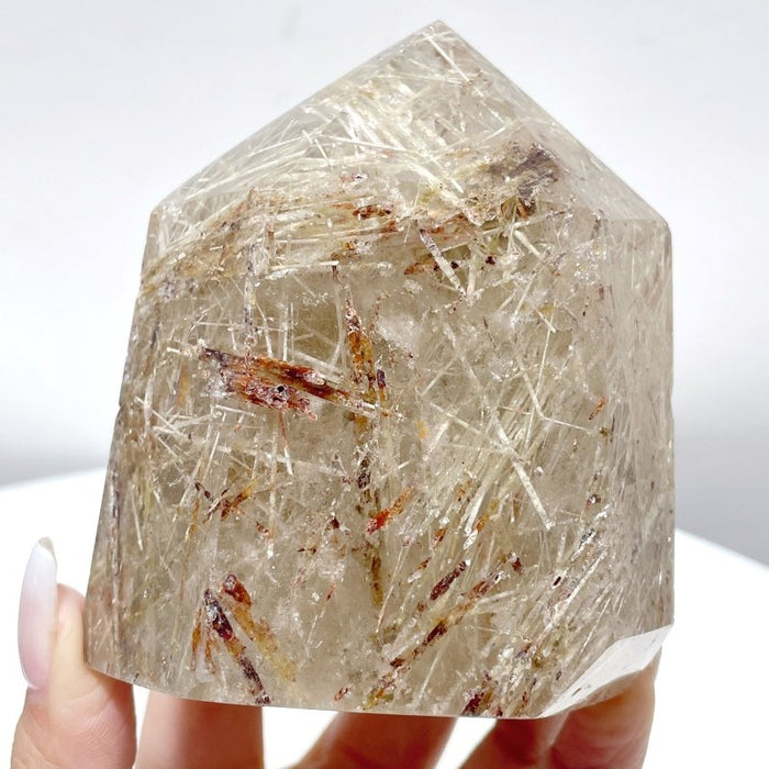 4 Pieces Clear Quartz With White Mica Tower