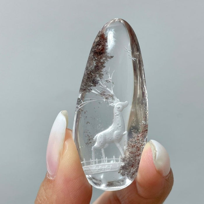 4 Pieces Deer Garden Quartz Inner Scene Carving