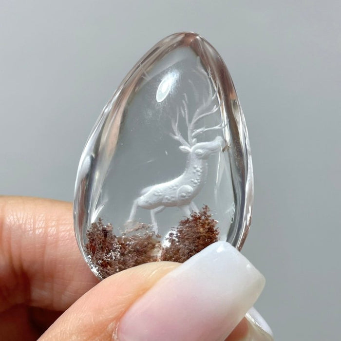 4 Pieces Deer Garden Quartz Inner Scene Carving