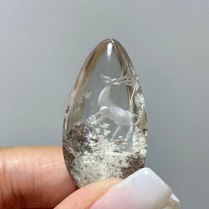 4 Pieces Deer Garden Quartz Inner Scene Carving