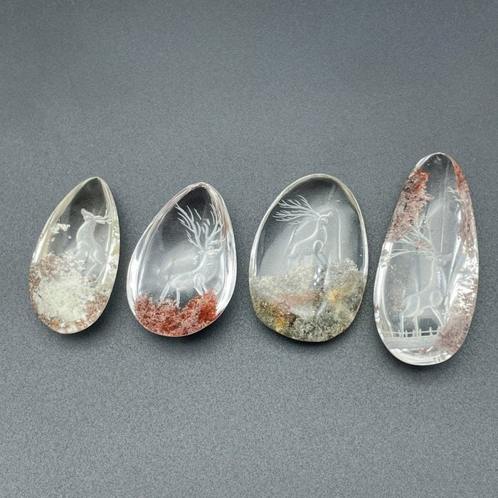 4 Pieces Deer Garden Quartz Inner Scene Carving