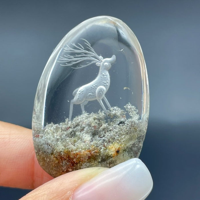 4 Pieces Deer Garden Quartz Inner Scene Carving