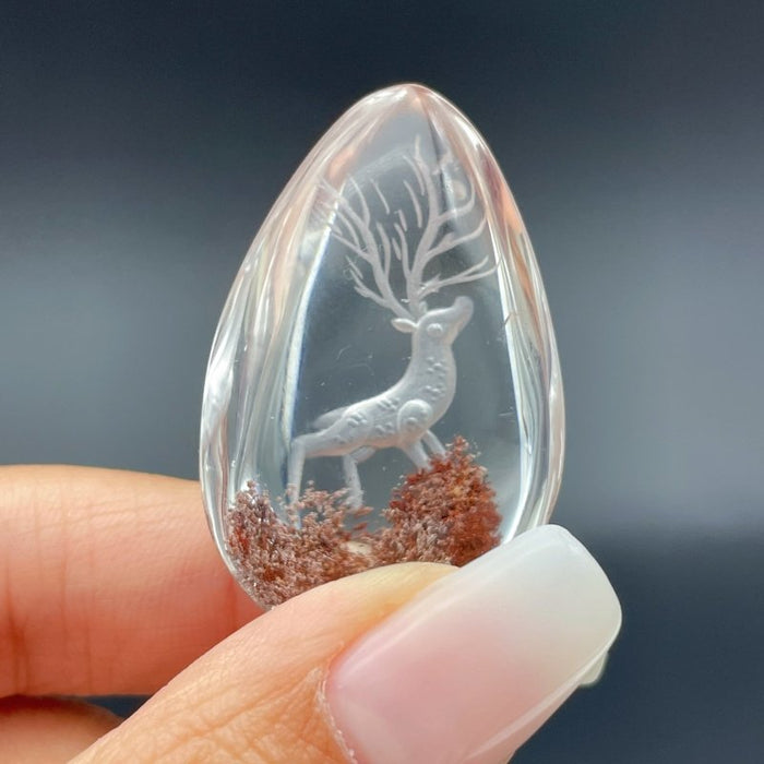 4 Pieces Deer Garden Quartz Inner Scene Carving