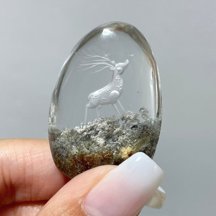 4 Pieces Deer Garden Quartz Inner Scene Carving