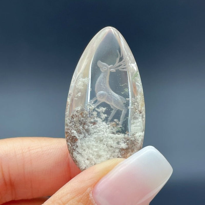 4 Pieces Deer Garden Quartz Inner Scene Carving