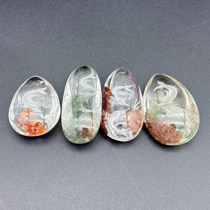 4 Pieces Dolphin Garden Quartz Inner Scene Carving