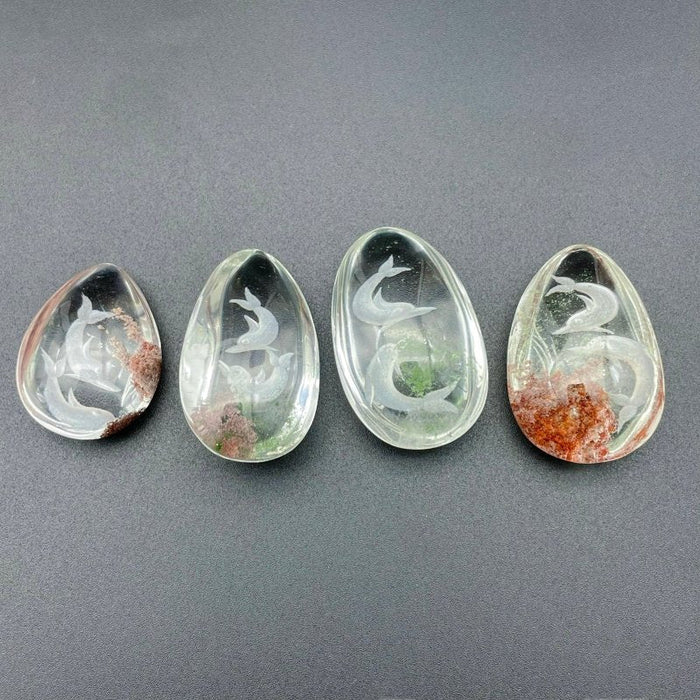 4 Pieces Dolphin Garden Quartz Inner Scene Carving