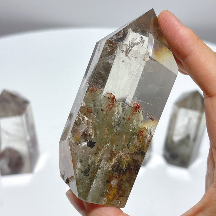 4 Pieces Garden Quartz Tower Points Lodolite