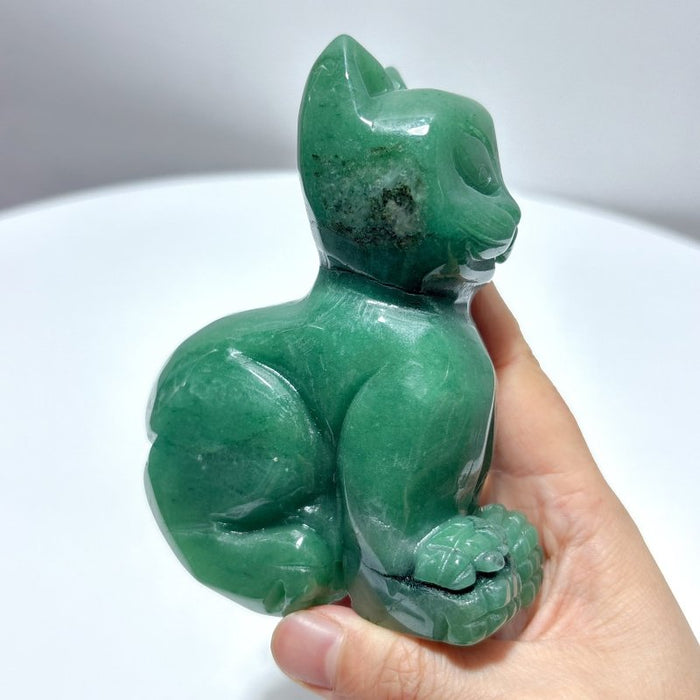 4 Pieces Green Aventurine Cat Carving