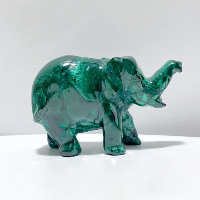 4 Pieces High Quality Malachite Elephant Carving