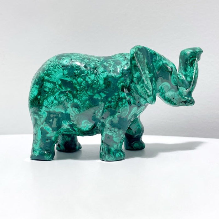 4 Pieces High Quality Malachite Elephant Carving