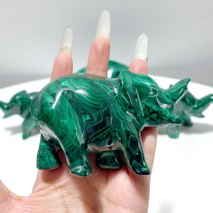 4 Pieces High Quality Malachite Elephant Carving