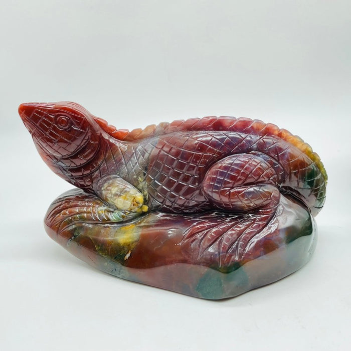 4 Pieces High Quality Ocean Jasper Lizard Carving