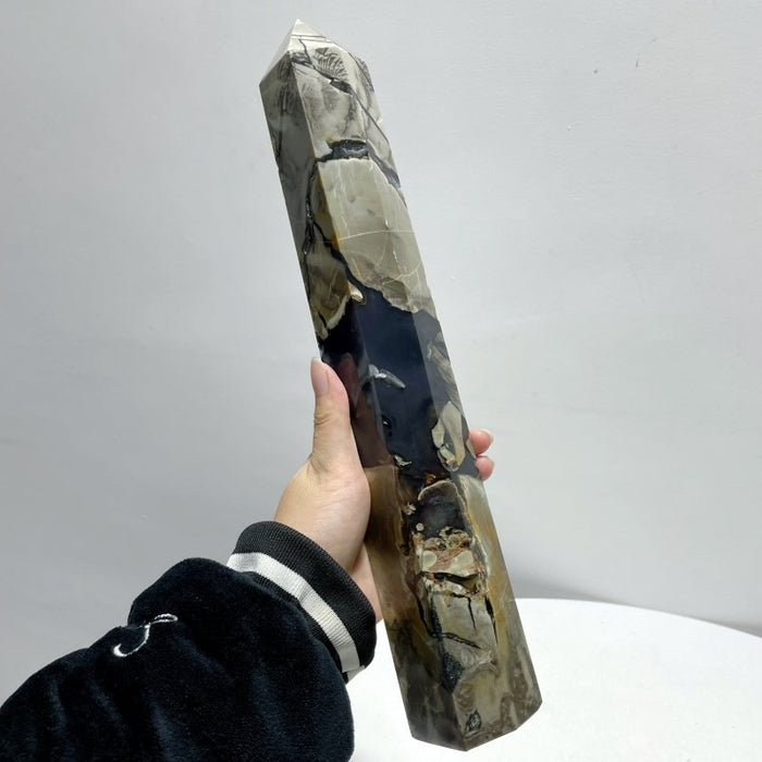 4 Pieces Large Volcano Agate Tower(UV-Reactive)